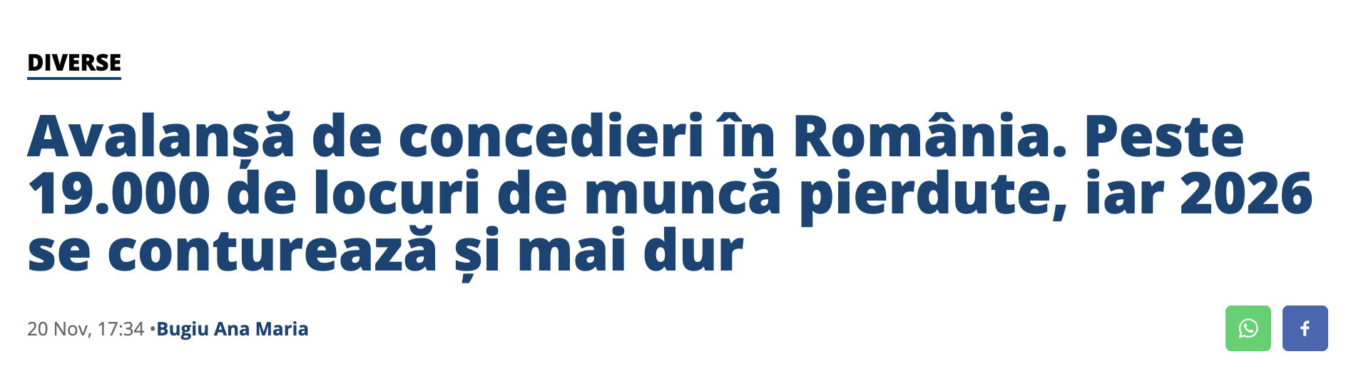 Avalanșă de concedieri în România: peste 19.000 de locuri de muncă pierdute